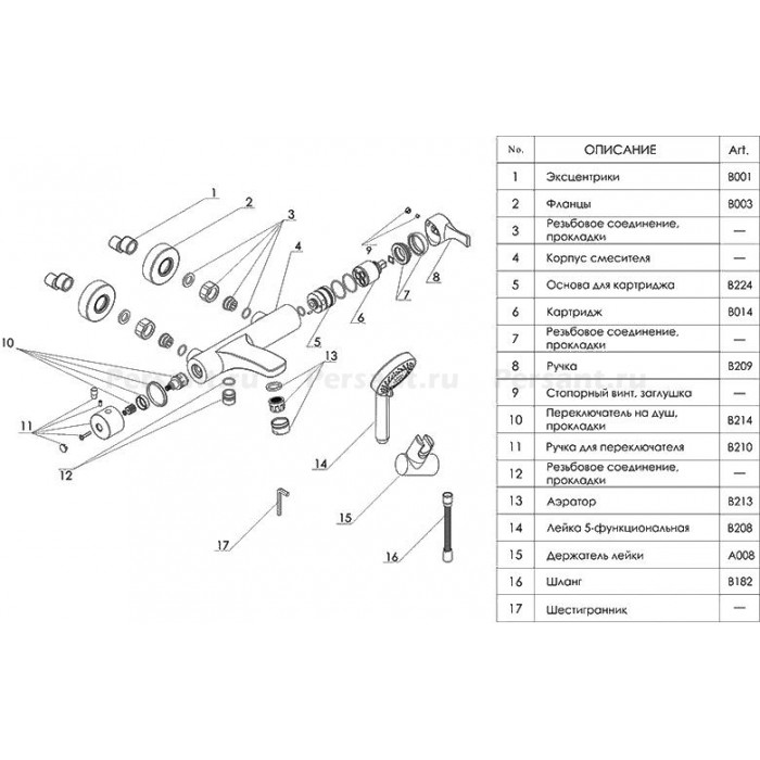 Смеситель для ванны WasserKRAFT Berkel 4801 хром