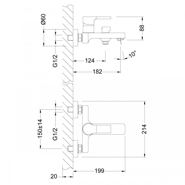 Смеситель для ванны Lemark Aura LM0614C