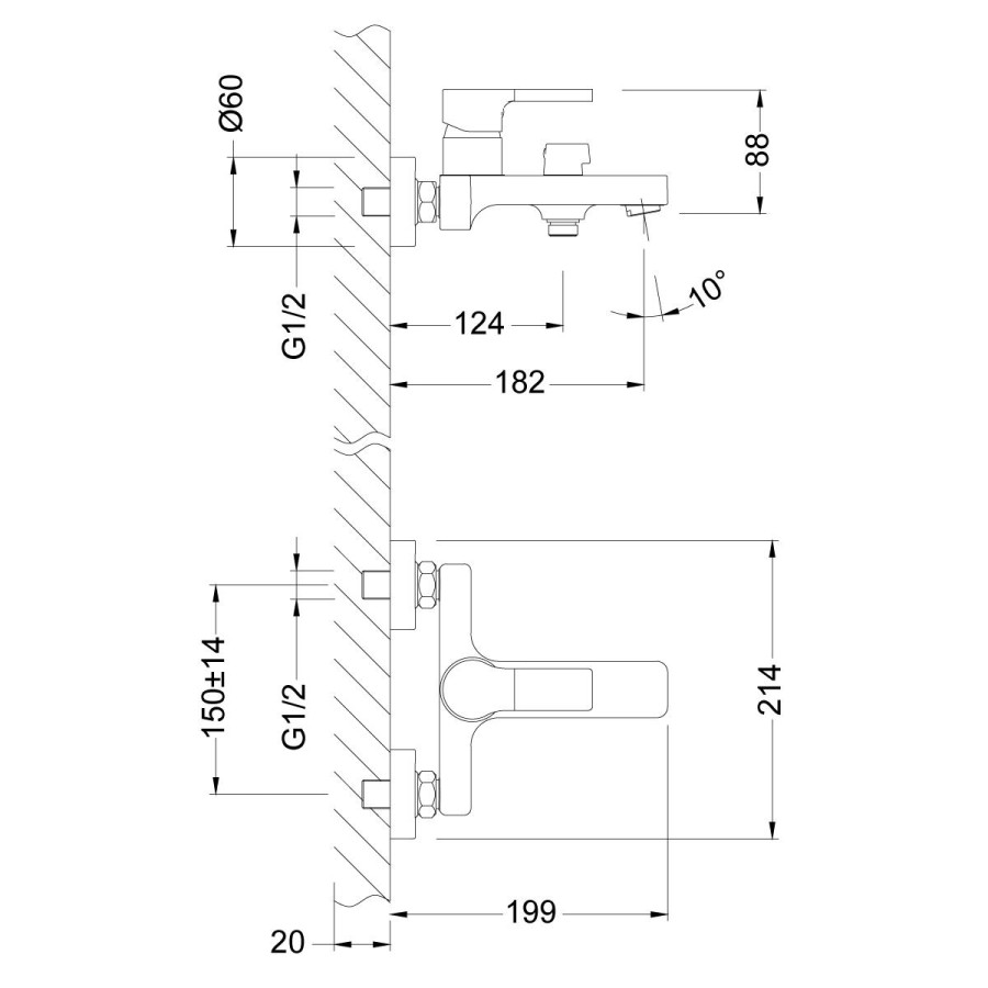 Смеситель для ванны Lemark Aura LM0614C