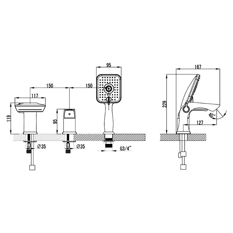 Смеситель для ванны Lemark Unit LM4545C