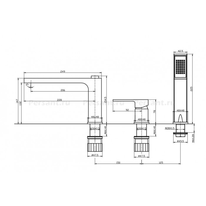 Смеситель на борт ванны BelBagno ROMANO ROM-BVD-CRM хром