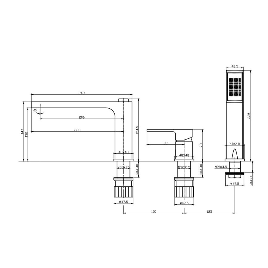 Смеситель на борт ванны BelBagno ROMANO ROM-BVD-CRM