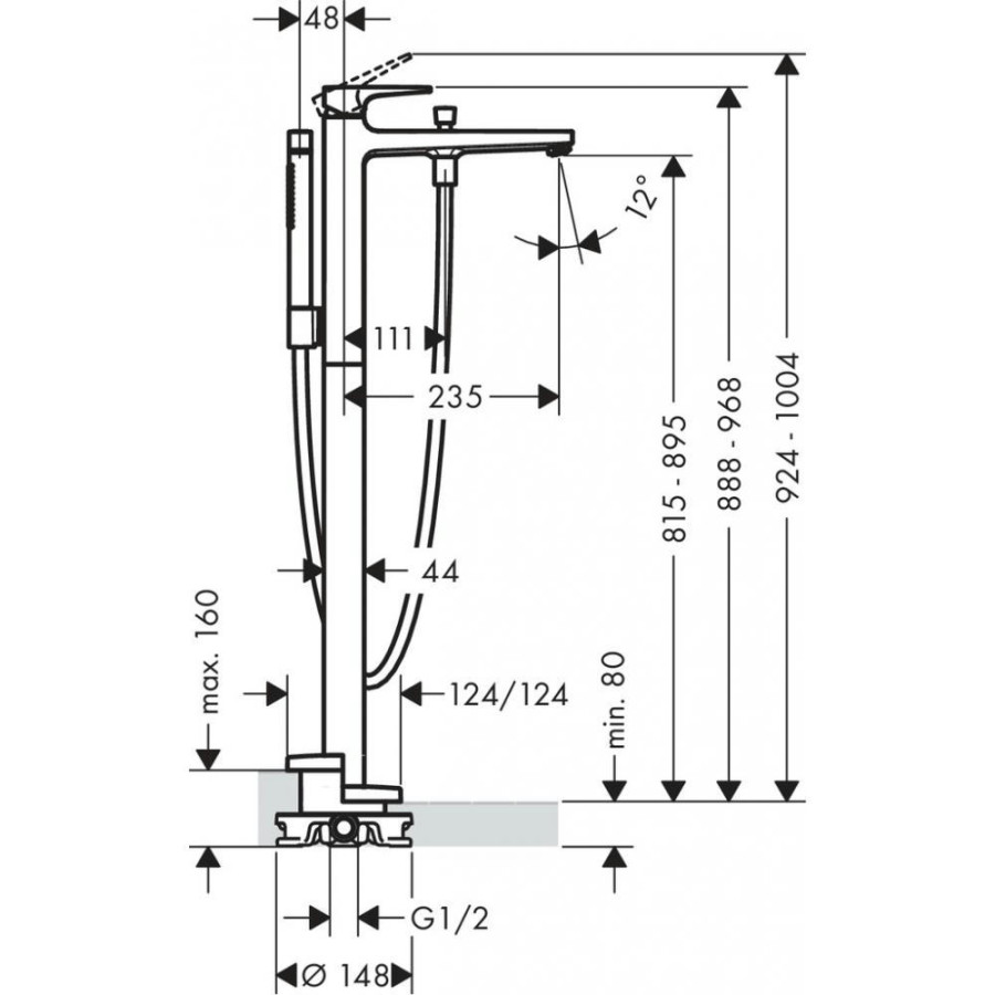 Смеситель для ванны hansgrohe Metropol 32532140 шлифованная бронза