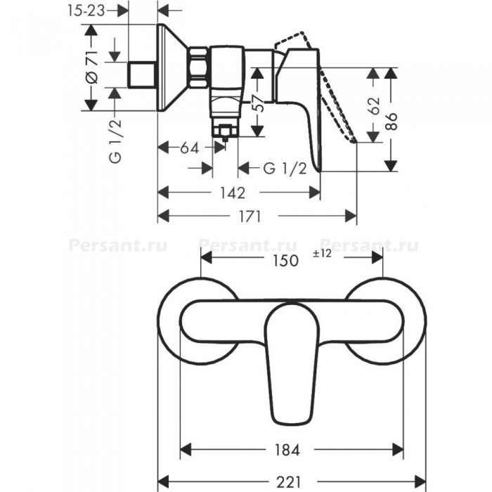 Смеситель для душа hansgrohe Talis E 71760340 шлифованный черный хром