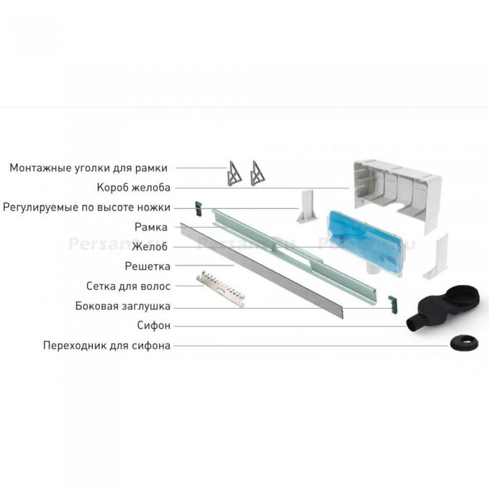 Душевой лоток Berges Wall 600 (090056) матовый хром