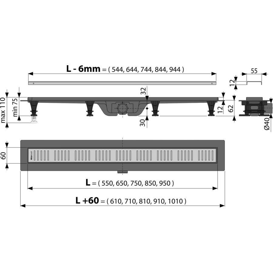 Душевой лоток AlcaPlast Simple APZ10-750M