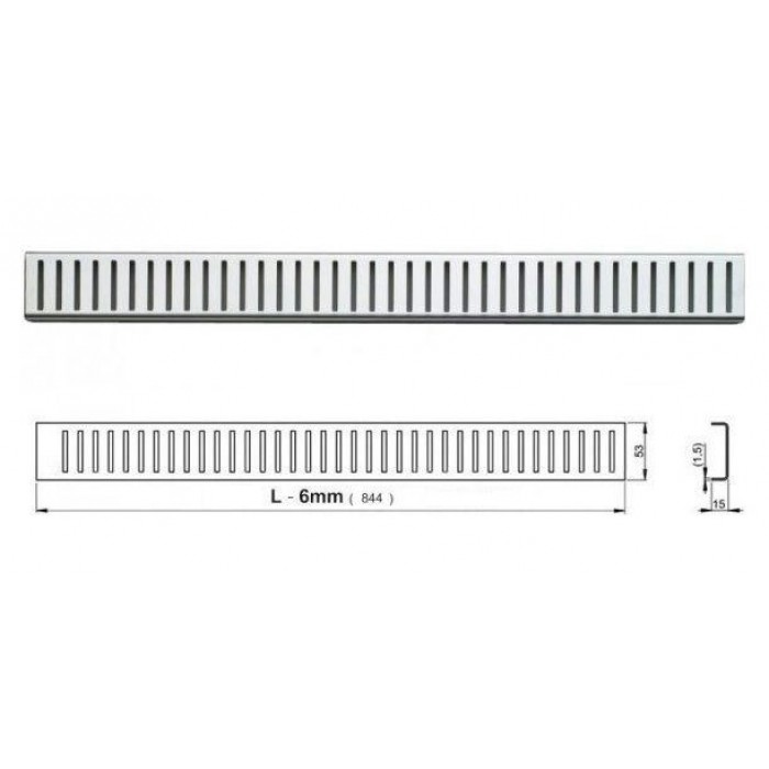 Решетка AlcaPlast PURE- 850L нержавеющая сталь глянцевая