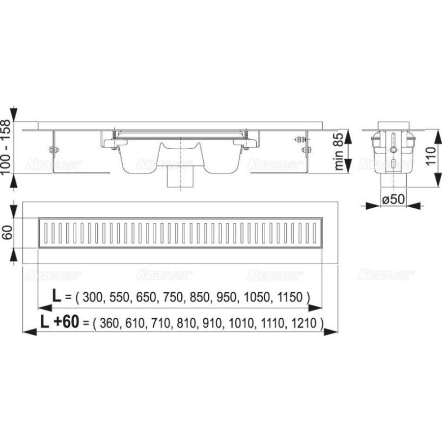 Душевой лоток AlcaPlast APZ1001-850