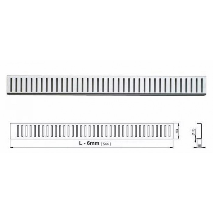 Решетка AlcaPlast PURE-550L нержавеющая сталь глянцевая