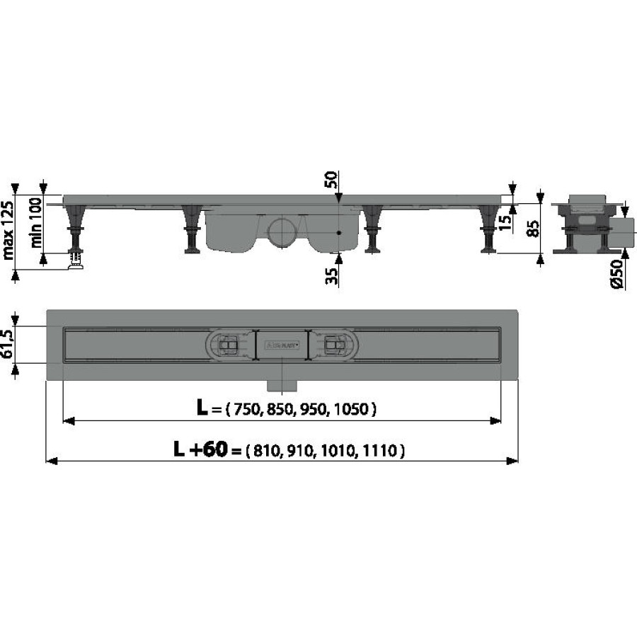 Душевой лоток AlcaPlast Optima APZ12-1050