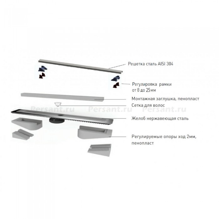 Душевой лоток Berges В1 Keramik 700 (090018) матовый хром