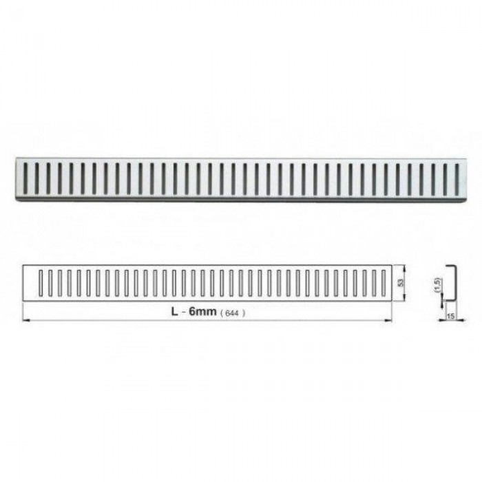 Решетка AlcaPlast PURE-650M (Нержавеющая сталь матовая