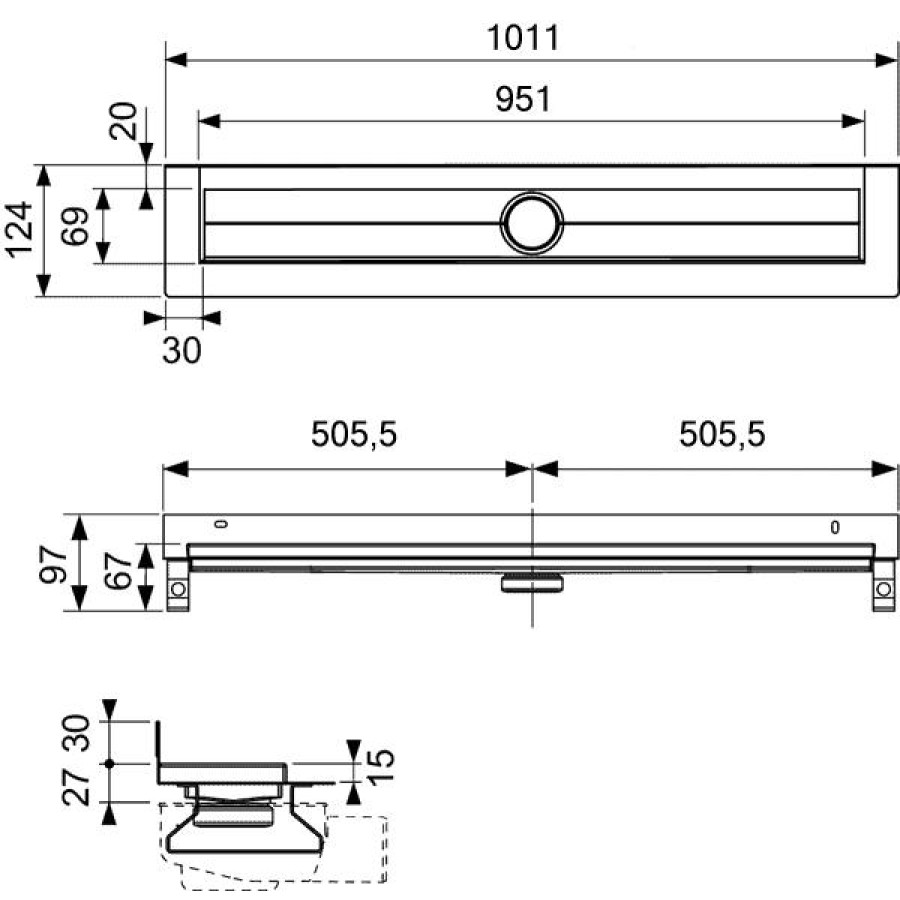 Дренажный канал Tece Drainline 601001