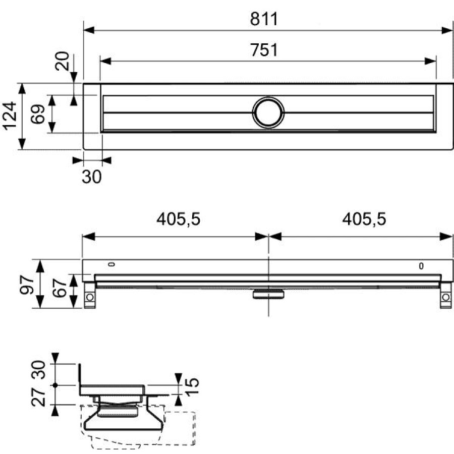 Дренажный канал Tece Drainline 600801