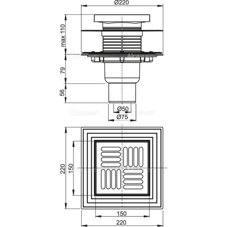 Сливной трап AlcaPlast APV4444