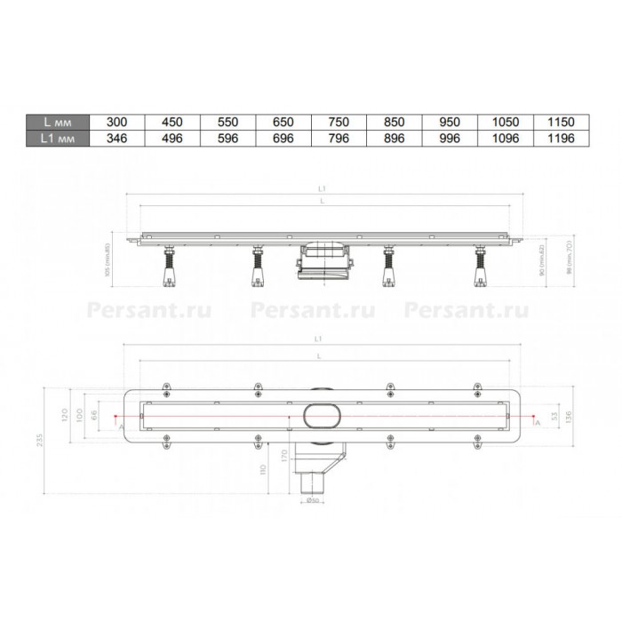 Душевой лоток Pestan Confluo Frameless Line 750 13701232, матовый хром