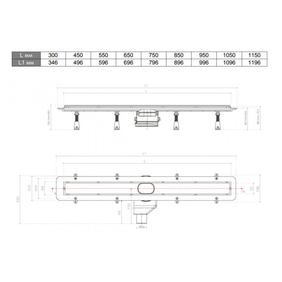 Душевой лоток Pestan Confluo Frameless Line 750 13701232, матовый хром