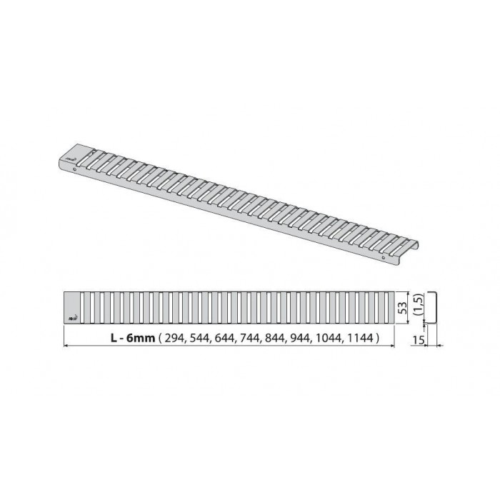 Решетка AlcaPlast LINE-950L нержавеющая сталь глянцевая