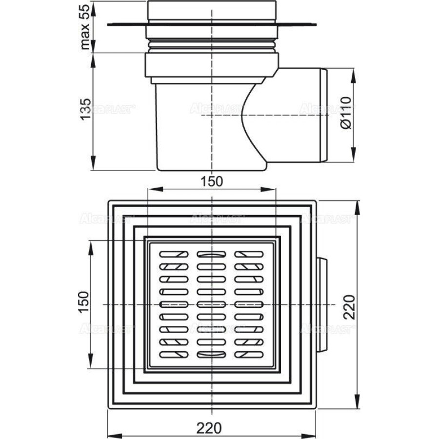 Душевой трап AlcaPlast APV12