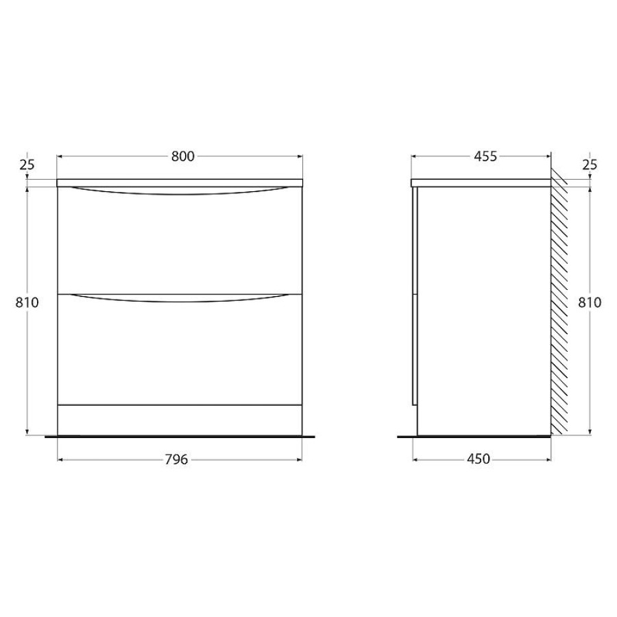 Тумба под раковину BelBagno 80 ACQUA-800-2C-PIA-BL Bianco Lucido