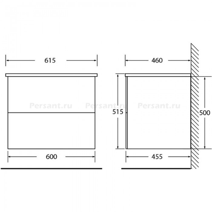 Тумба под раковину BelBagno Etna 60 ETNA-600-2C-SO-RW-P подвесная Rovere Moro