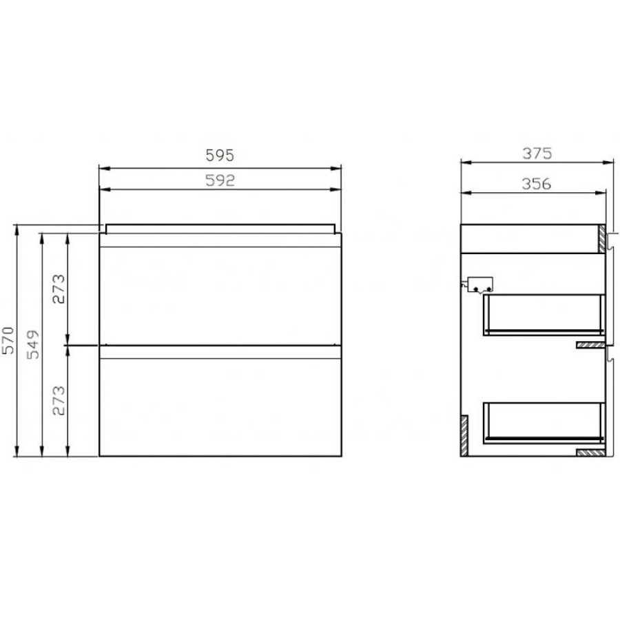 Тумба под раковину Cersanit Moduo Slim 60 SB-SZ-MOD-MO60Sl/Wh подвесная Белая