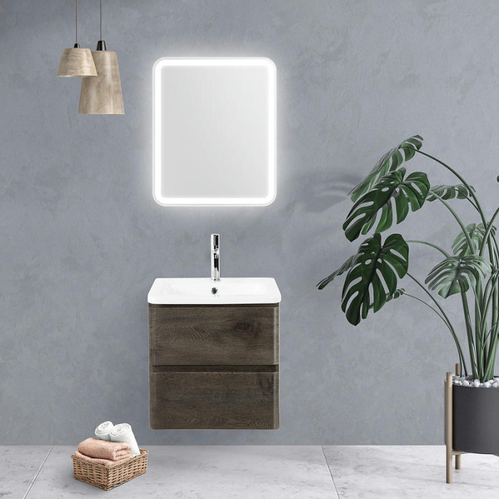Тумба под раковину BelBagno 50 ALBANO-CER-500-2C-SO-RNG подвесная Rovere Nature Grigio