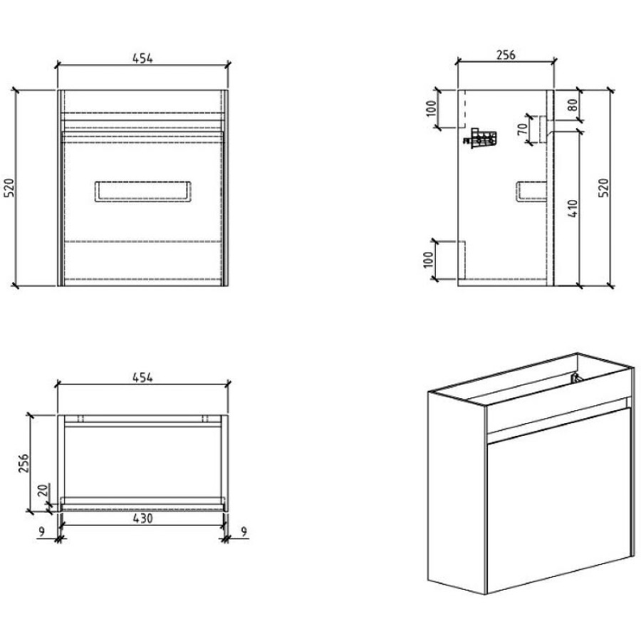 Тумба под раковину BelBagno Pietra Mini 46 L PIETRA MINI-460-1A-SO-SCM-L подвесная Stucco Cemento