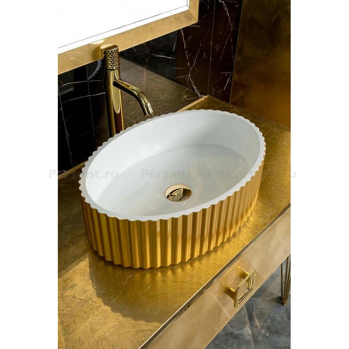 Тумба под раковину Boheme Armadi Art Lucido 80 770-080-Foil подвесная, золотой поталь