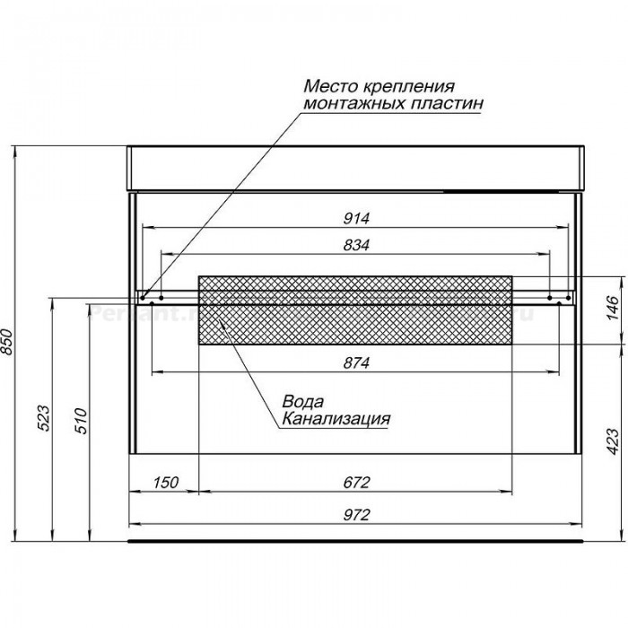 Тумба под раковину Aquanet Бруклин 100 антрацит матовый 00310139 подвесная