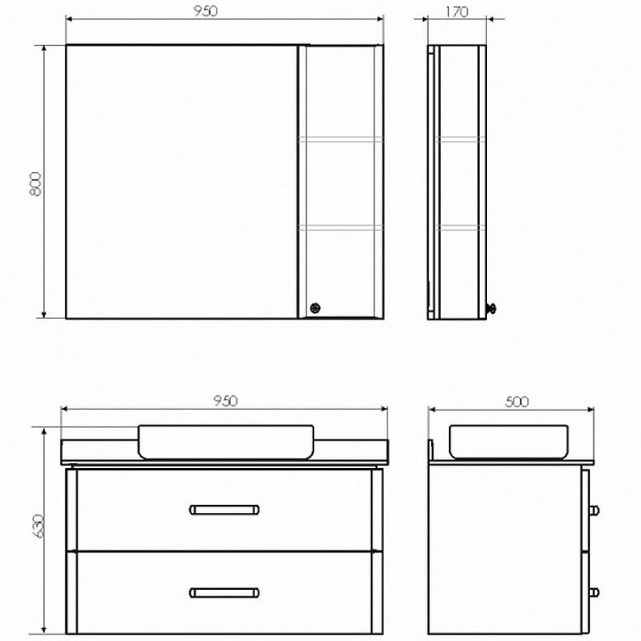 Тумба с раковиной Comforty Амстердам 95 00-00005494 подвесная Белый глянец