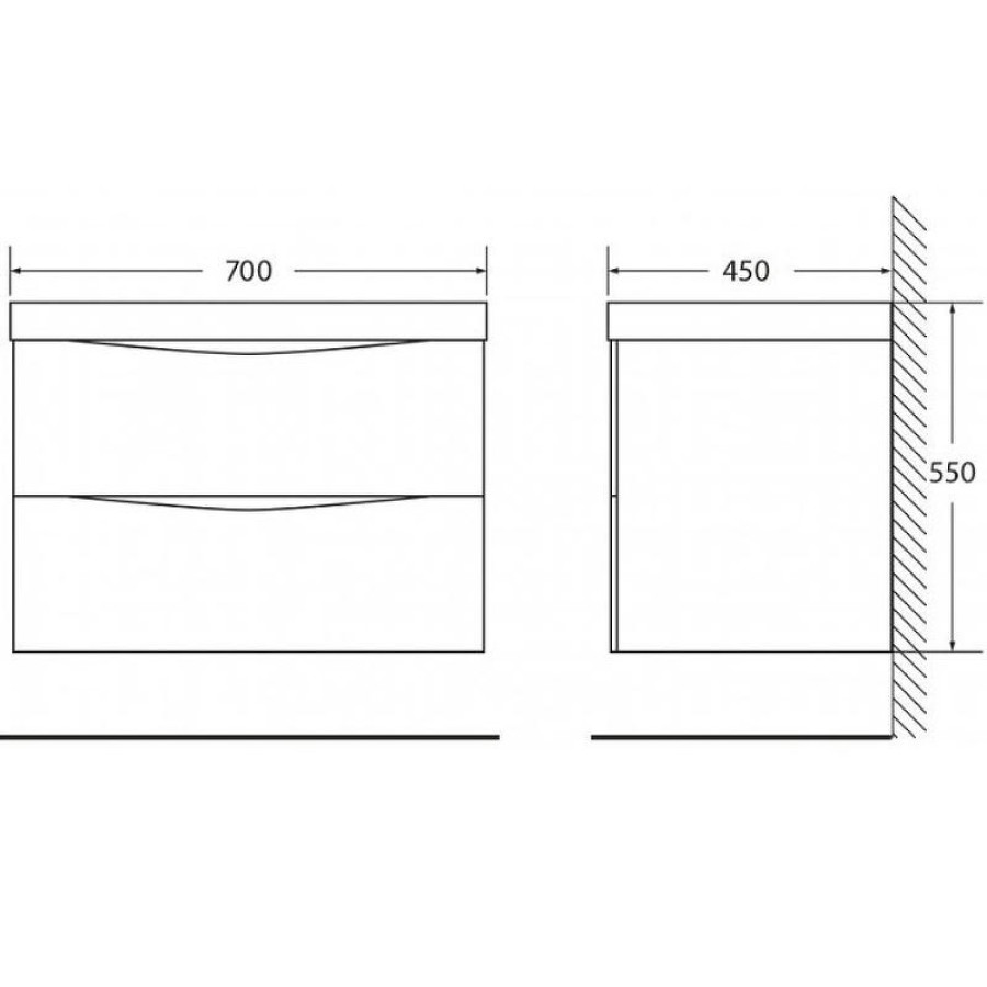 Тумба под раковину BelBagno Marino 70 MARINO-700-2C-SO-WO-P подвесная Rovere Bianco