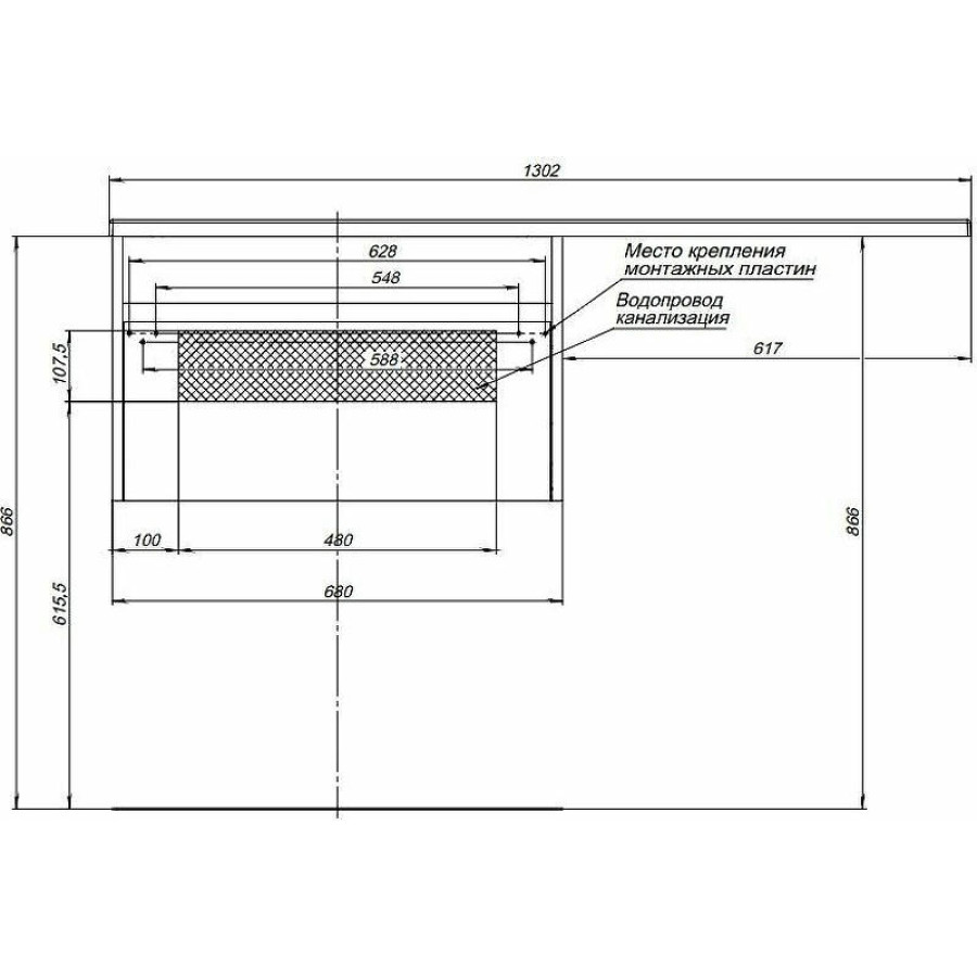 Тумба с раковиной Aquanet Токио 130 R 239218 подвесная Белая