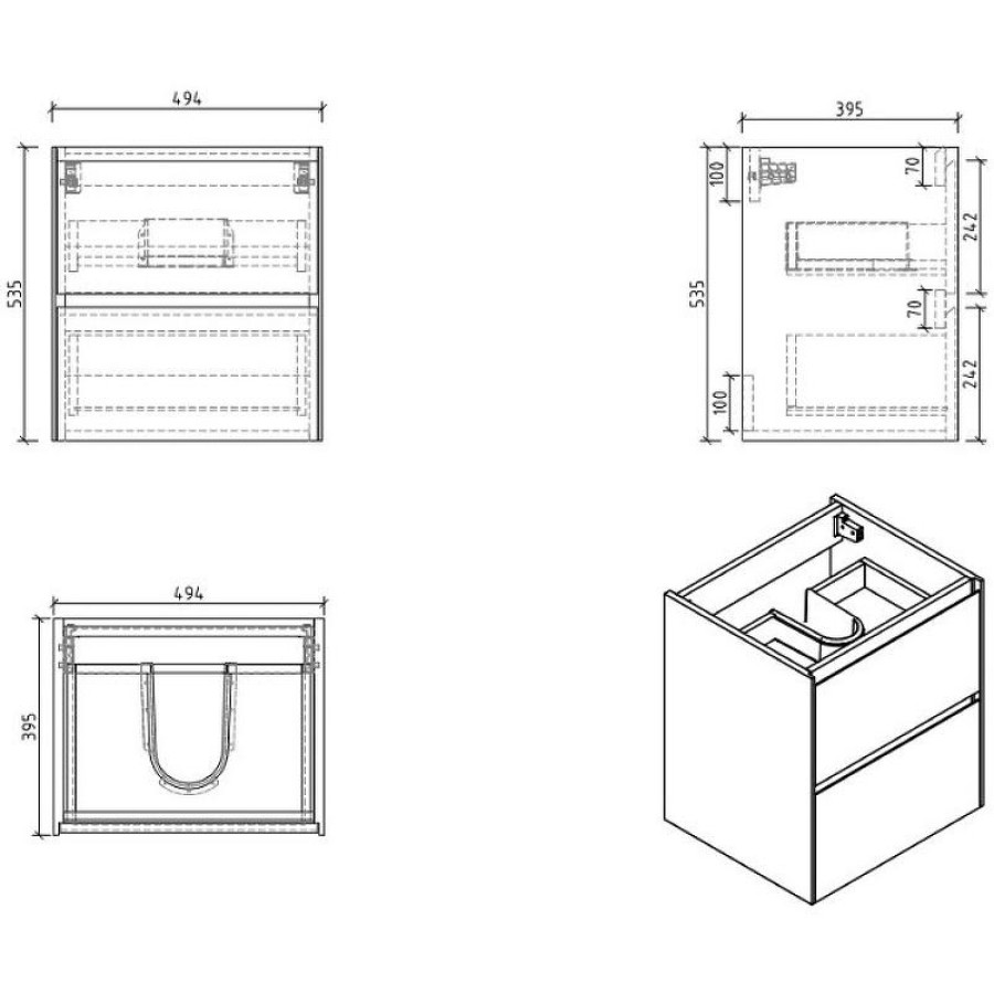 Тумба под раковину BelBagno Pietra Mini 50 PIETRA MINI-500-2C-SO-BL подвесная Bianco Lucido