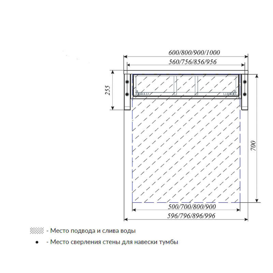 Тумба под раковину 1MarKa Grunge Loft 60П Ц0000001579 подвесная Дуб намибия