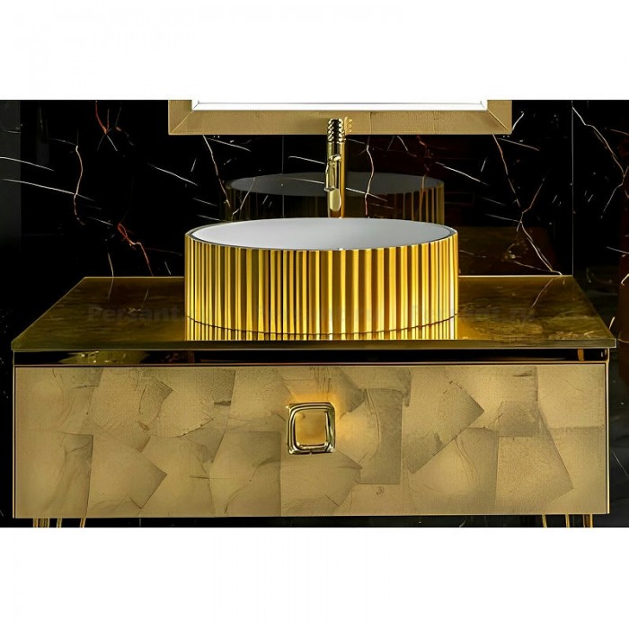 Тумба под раковину Boheme Armadi Art Lucido 80 770-080-Foil подвесная, золотой поталь