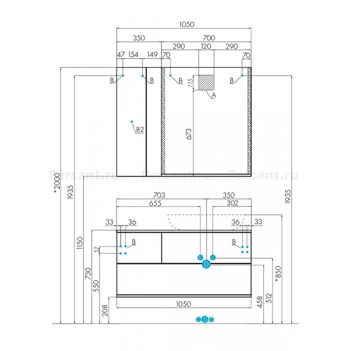 Тумба под раковину Aquaton Терра 105 1A246901TEKA0 подвесная, антрацит/дуб кантри
