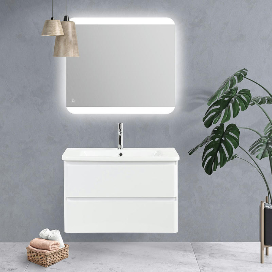 Тумба под раковину BelBagno 80 ALBANO-CER-800-2C-SO-BL подвесная Bianco Lucido