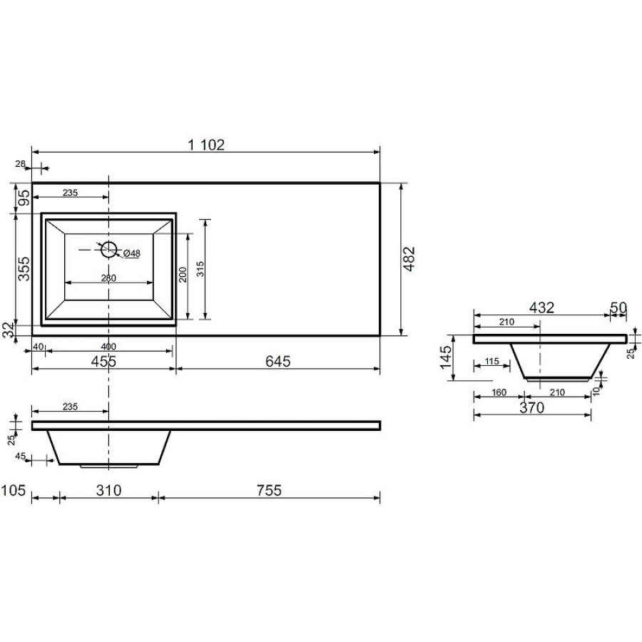 Тумба с раковиной Aquanet Токио 110 R 239207 Белая