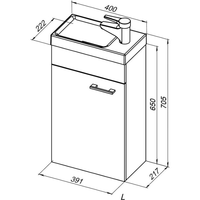 Тумба с раковиной Aquanet Нота 40 L 00246954 подвесная Белая