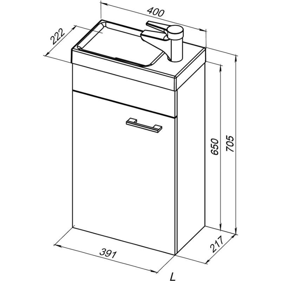 Тумба с раковиной Aquanet Нота 40 L 00246954 подвесная Белая