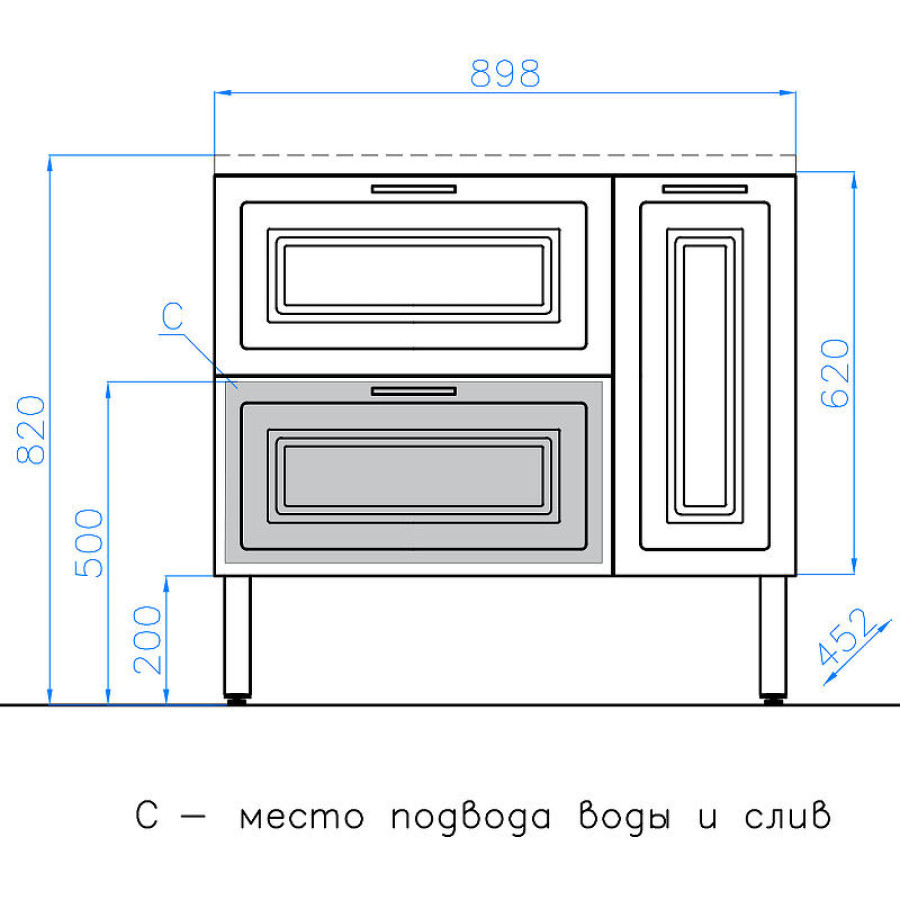 Тумба под раковину Style Line Альба 90 R Люкс Plus ЛС-000010054 Белая