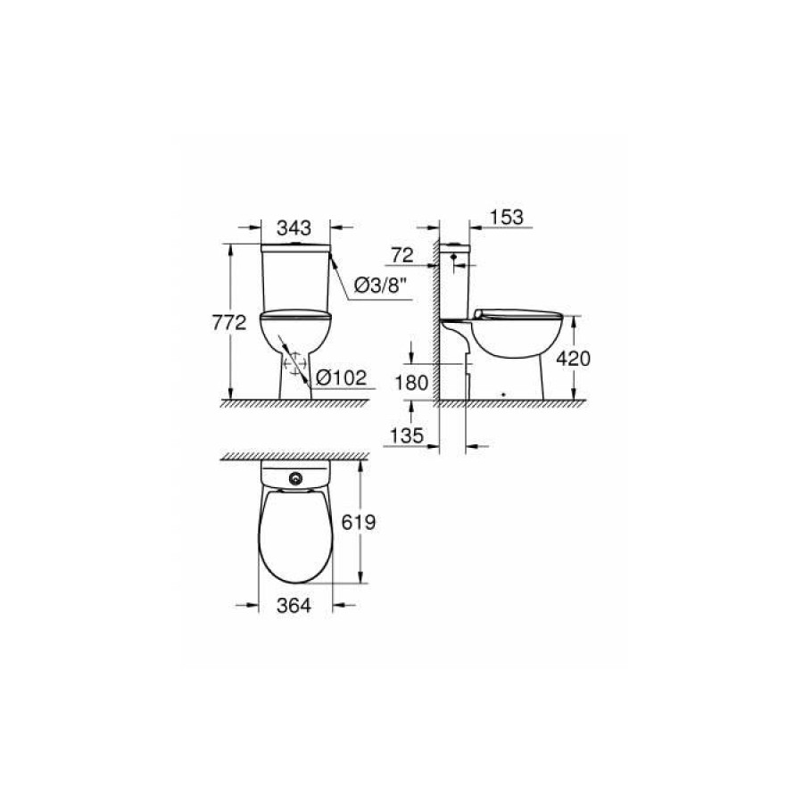 Унитаз Grohe Bau Ceramic 39496000