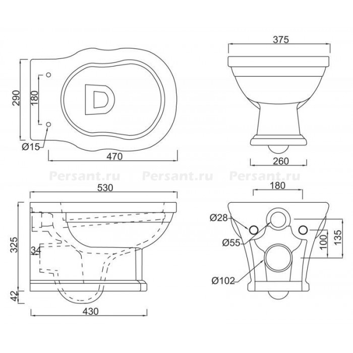Подвесной унитаз BelBagno BOHEME BB115CH безободковый, белый