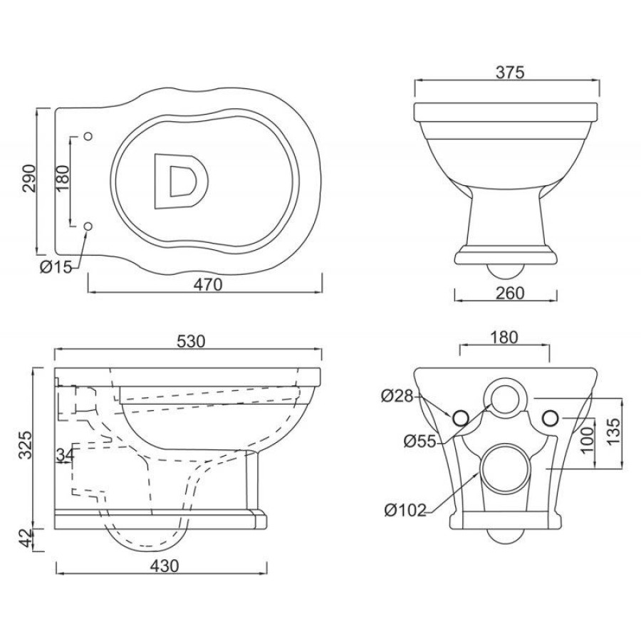 Унитаз подвесной BelBagno BOHEME BB115CH