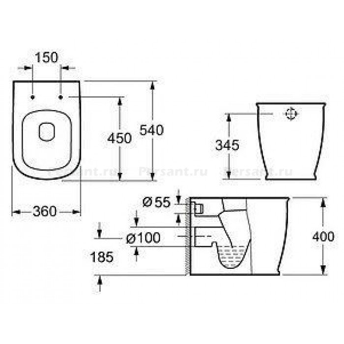 Приставной унитаз BelBagno Prado BB10150CB 