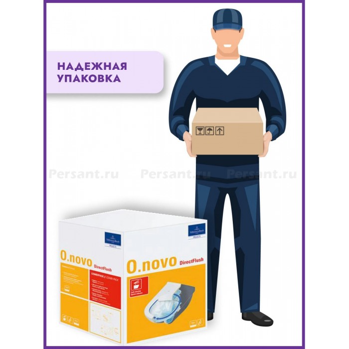 Подвесной унитаз Villeroy&Boch O.novo безободковый с сиденьем микролифт 5660HR01