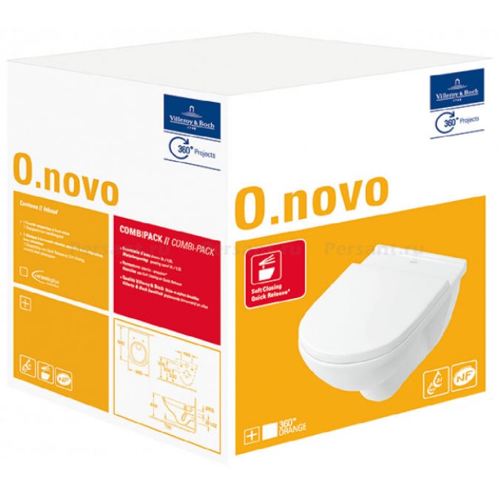 Подвесной унитаз Villeroy&Boch O.novo безободковый с сиденьем микролифт 5660H101