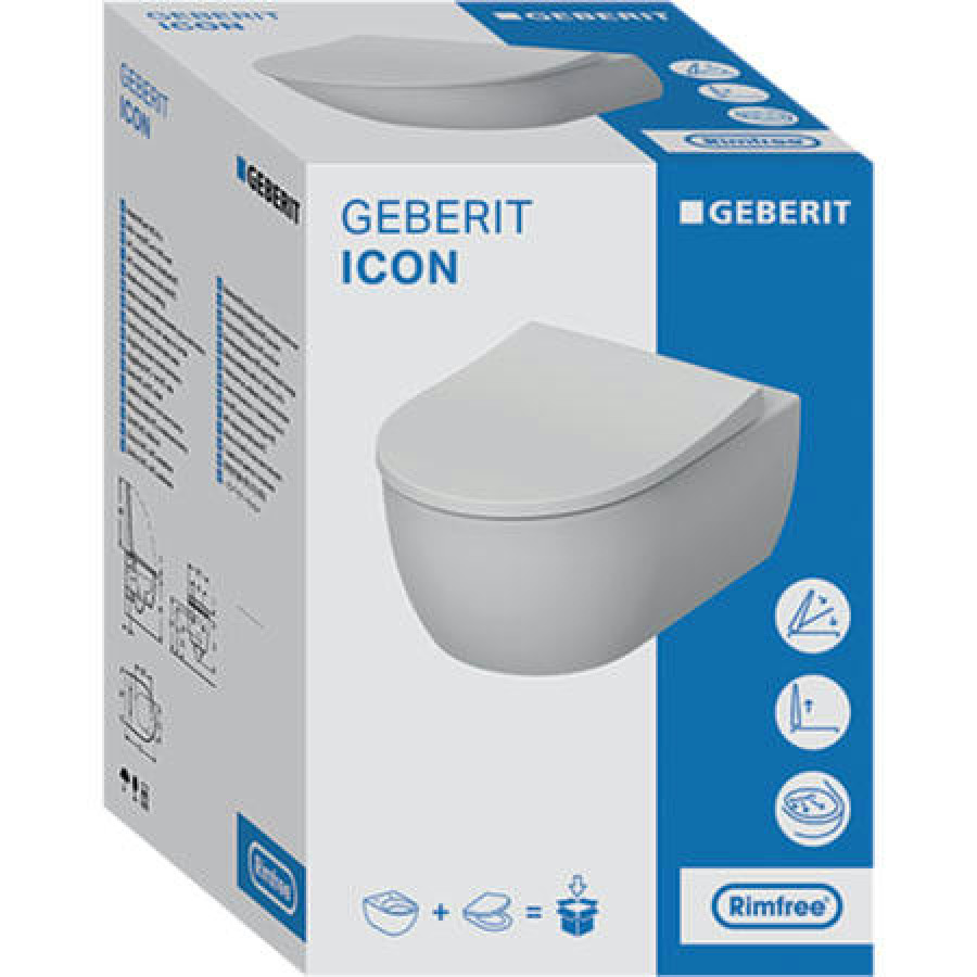 Подвесной унитаз Geberit Icon T54 Rimfree 500.784.01.1 c тонким сиденьем