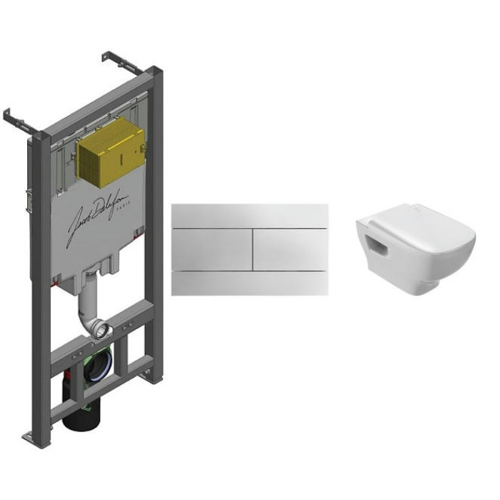 Комплект унитаз Jacob Delafon Struktura E29025-NF+E4316-CP+EDE102-00+E20606-00 с инсталляцией, клавишей и сиденьем